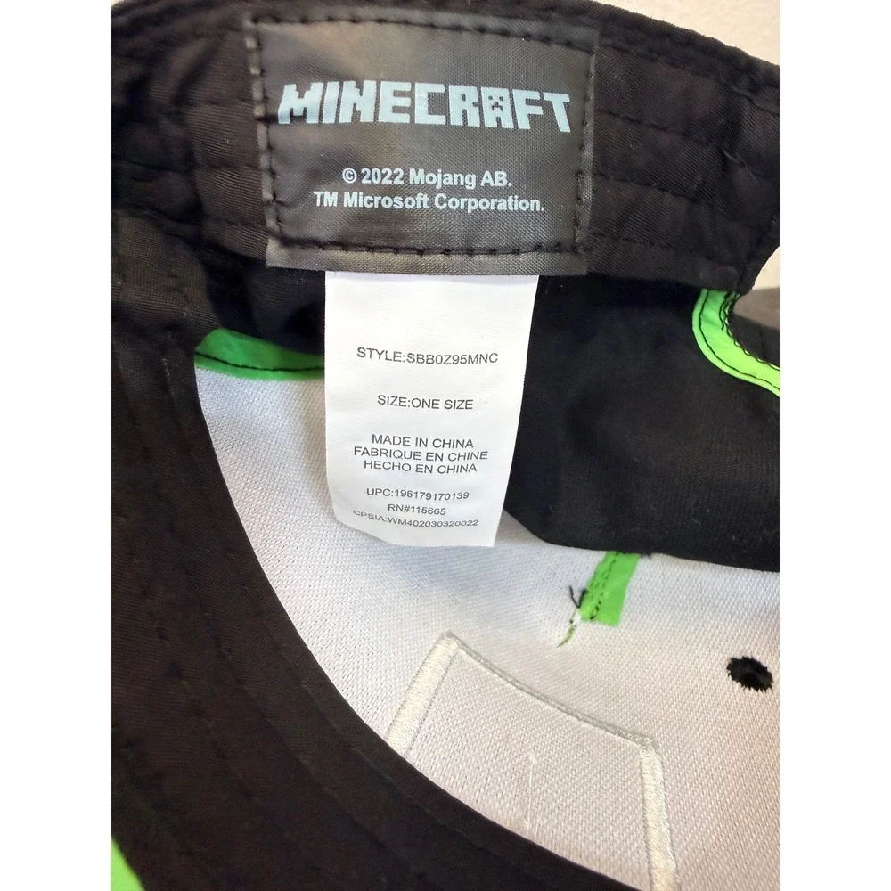 Minecraft Creeper Kids Snapback Hat Black Green Pixel Block Flat Brim SBB0Z95MNC